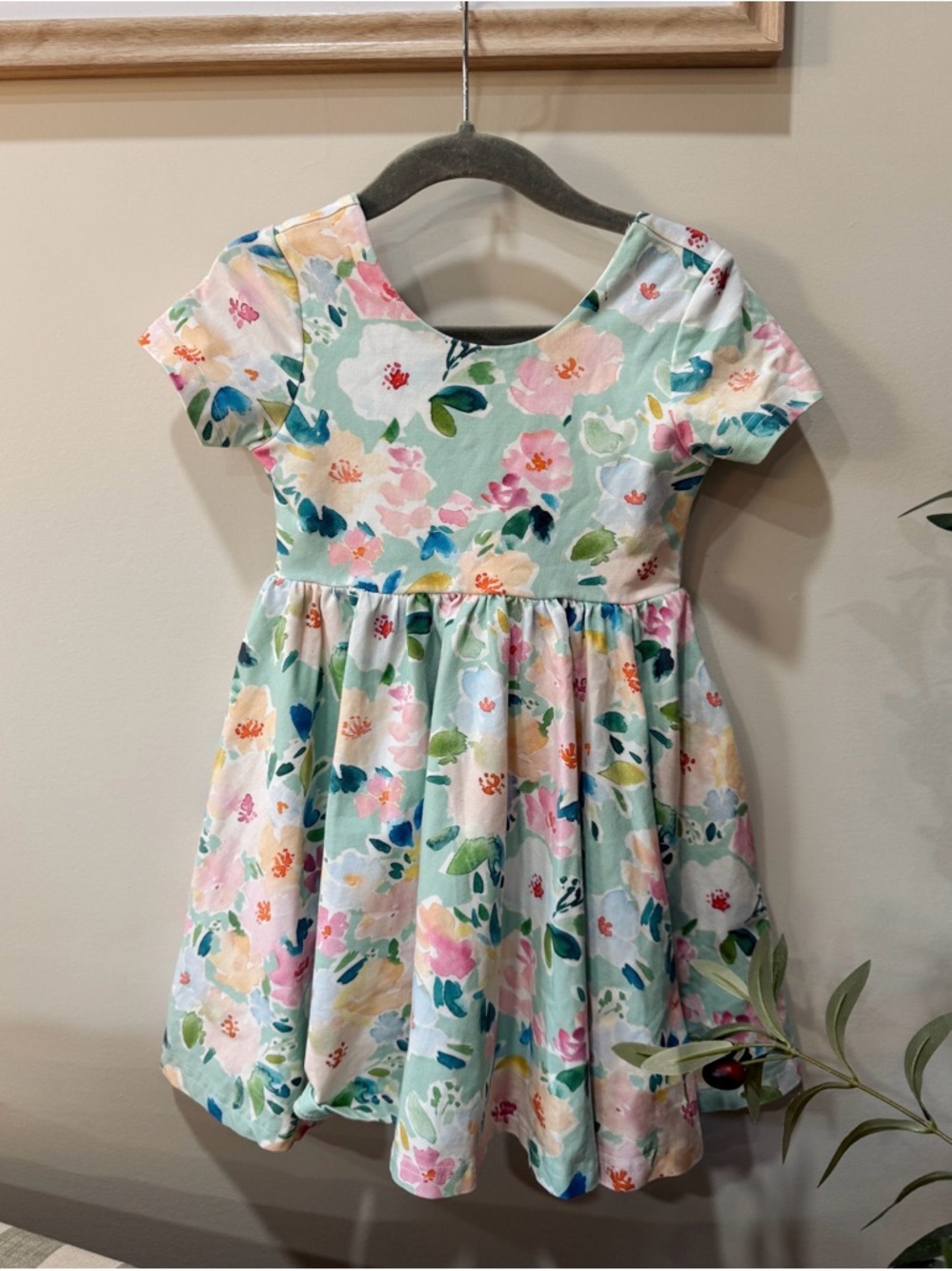 Ollie Jay Girls Classic Twirl Dress In Watercolor Floral